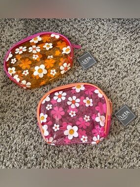 Ulta Beauty Pink & Orange Floral Clear Kids Cosmetic Bag